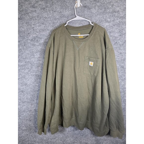 Carhartt Sweater Mens 4XL Green Original Fit Crewneck Pullover Pocket Workwear - Picture 1 of 9